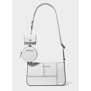 New Michael Kors Jet Set Travel Small Crossbody with Tech Attachment Optic White
